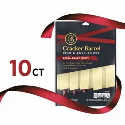 Cracker Barrel Rich & Bold Extra Sharp White Cheddar Cheese Snacks, 10 ct Sticks