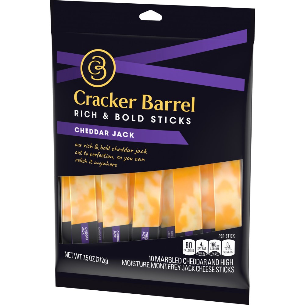 slide 5 of 6, Cracker Barrel Rich & Bold Cheddar Jack Marbled Cheese Snacks, 10 ct Sticks, 10 ct