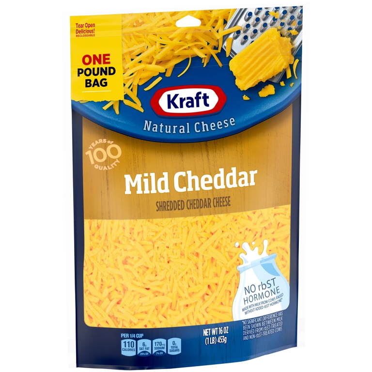 slide 5 of 6, Kraft Mild Cheddar Shredded Cheese, 16 oz Bag, 16 oz