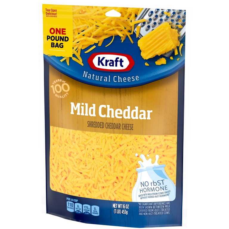 slide 2 of 6, Kraft Mild Cheddar Shredded Cheese, 16 oz Bag, 16 oz