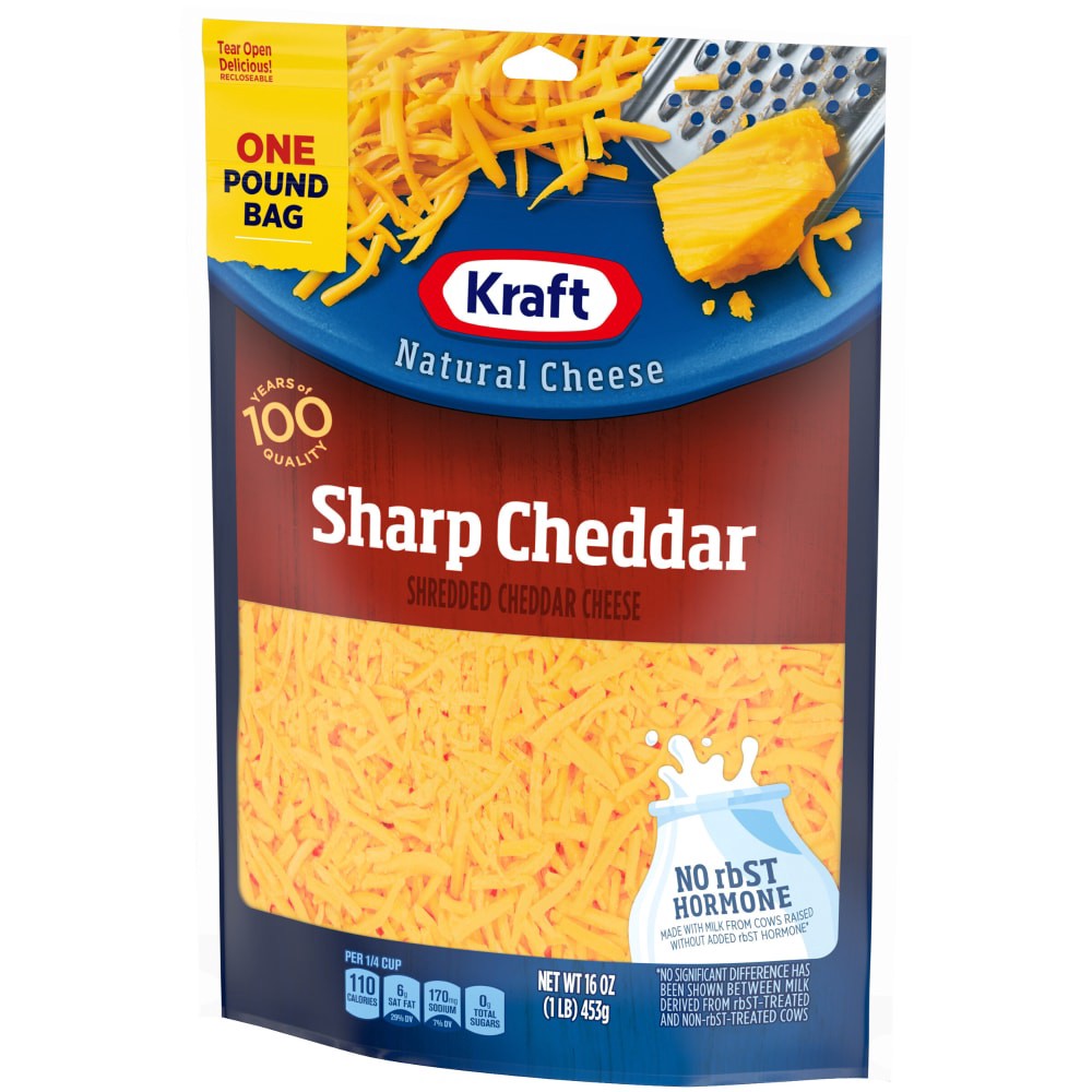 slide 5 of 6, Kraft Sharp Cheddar Shredded Cheese, 16 oz Bag, 16 oz