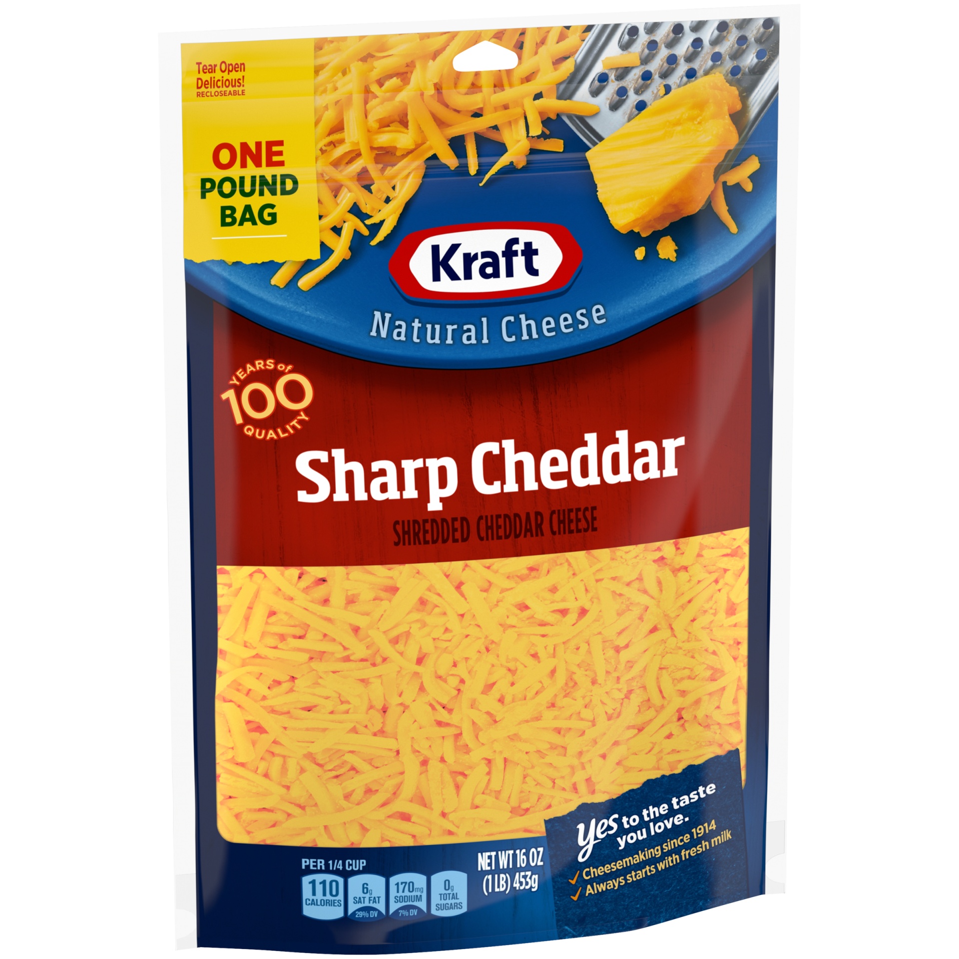 slide 3 of 7, Kraft Sharp Cheddar Shredded Cheese, 16 oz Bag, 16 oz