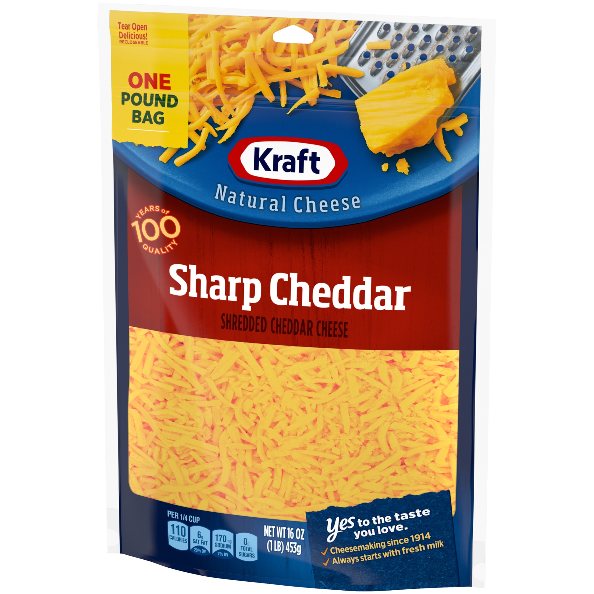 slide 4 of 7, Kraft Sharp Cheddar Shredded Cheese, 16 oz Bag, 16 oz