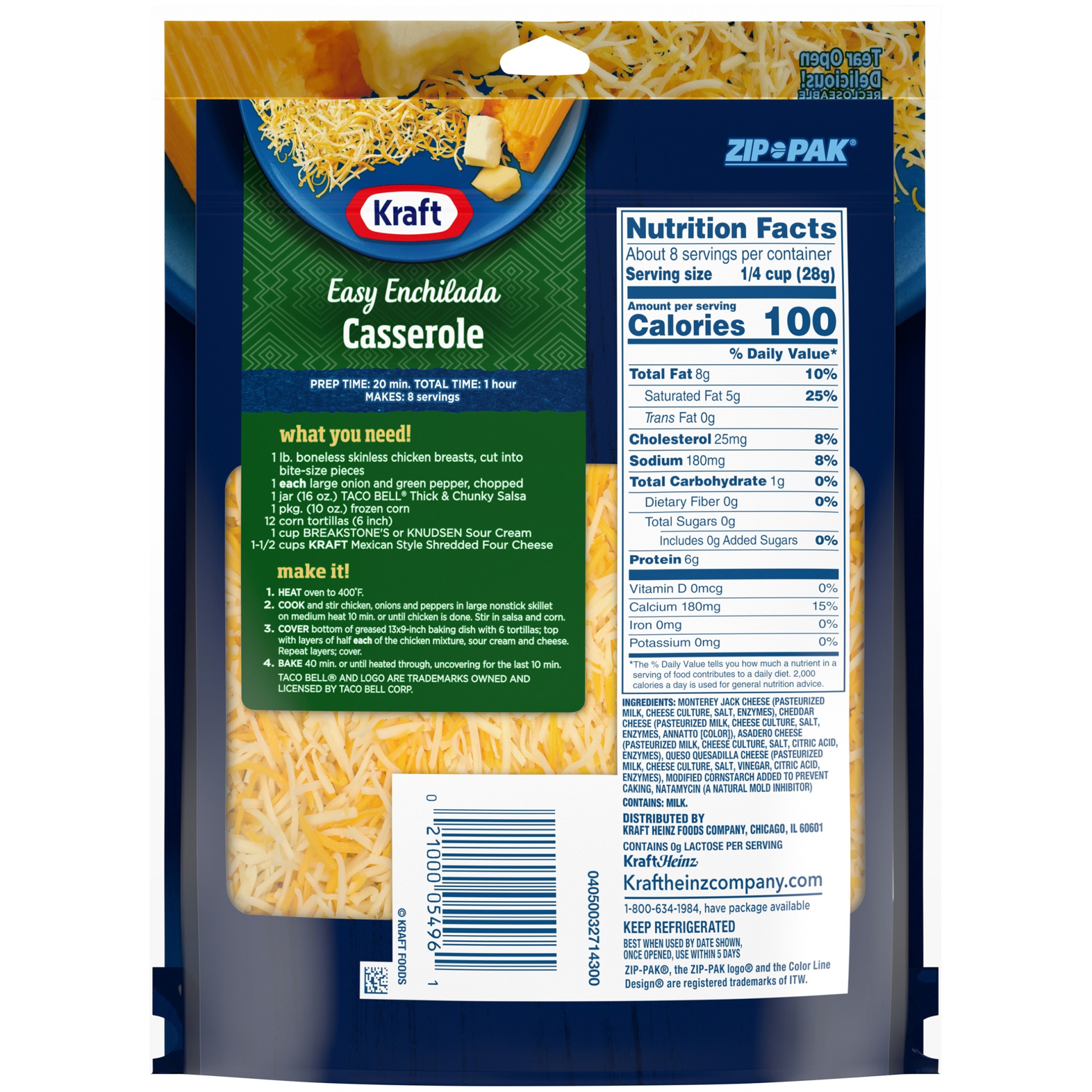 slide 6 of 11, Kraft Mexican Style Four Cheese Blend Shredded Cheese, 8 oz Bag, 8 oz