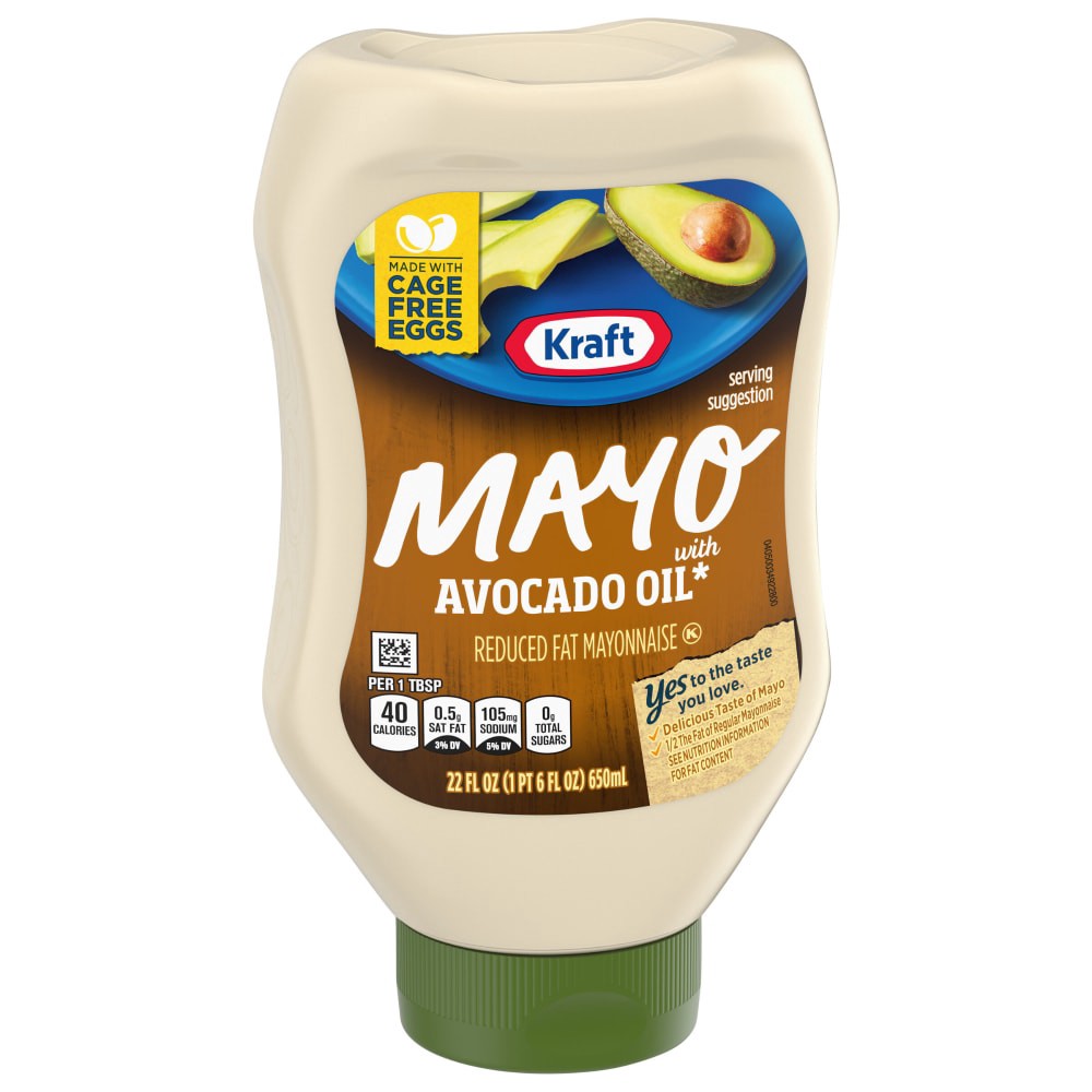 slide 2 of 5, Kraft Mayo with Avocado Oil Reduced Fat Mayonnaise Bottle - 22 Fl. Oz., 22 fl oz