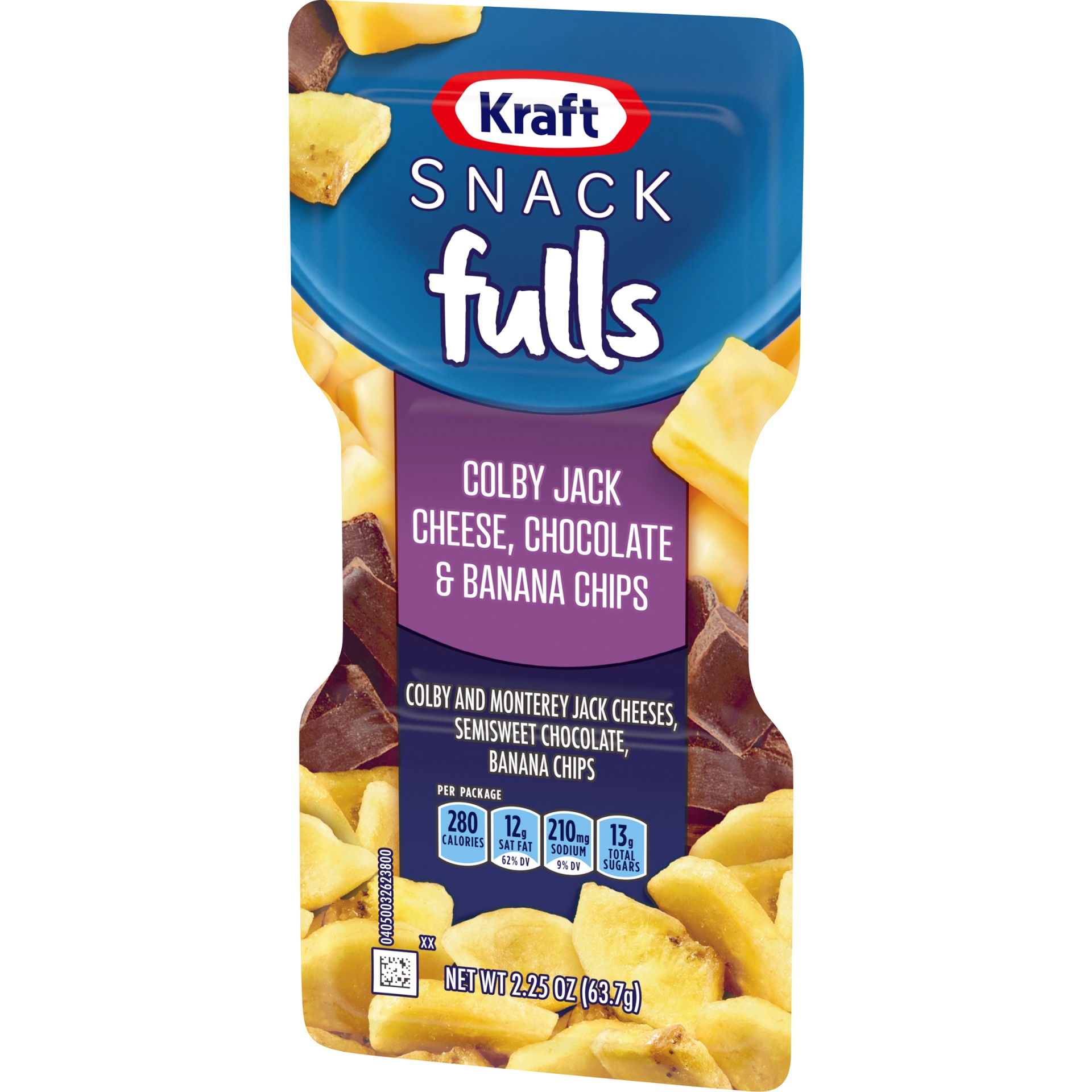 slide 3 of 6, Kraft Trios SnackFulls Colby Jack Marbled Cheese, Chocolate & Banana Chips Snack Pack Tray, 2.25 oz