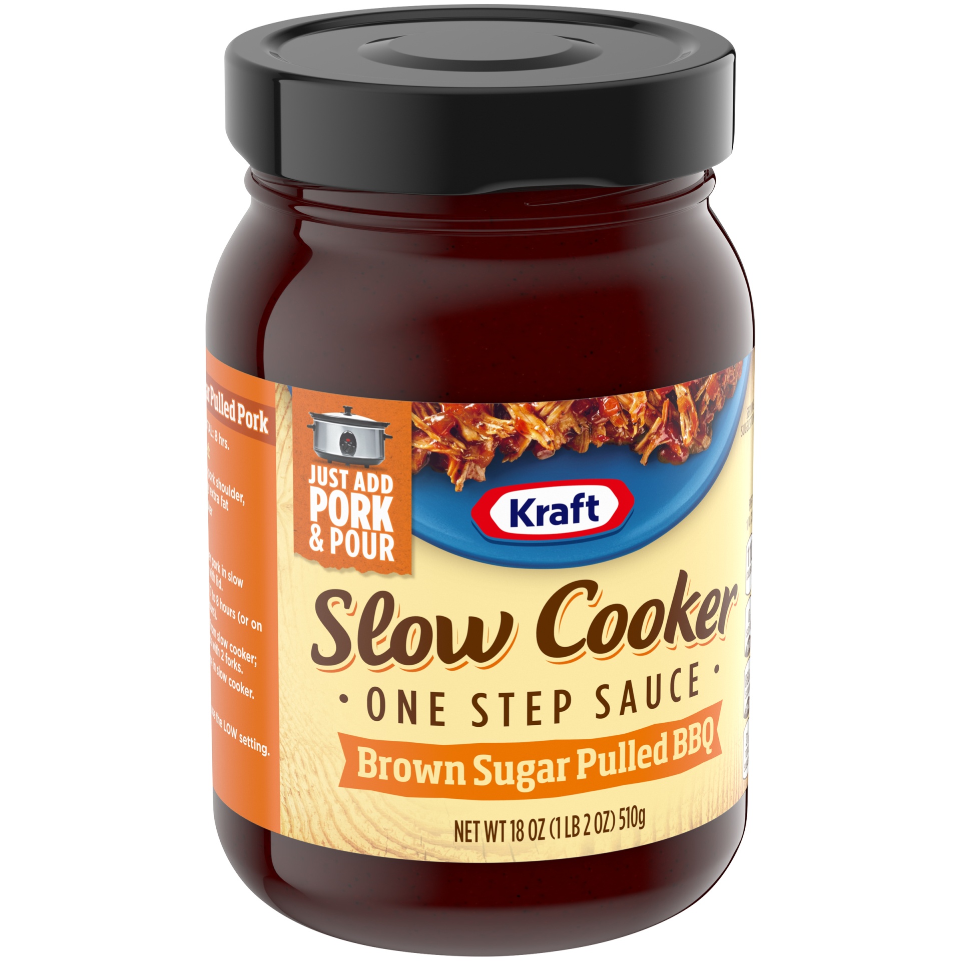 slide 2 of 6, Kraft Slow Cooker Brown Sugar Pulled BBQ One Step Sauce Jar, 18.5 fl oz