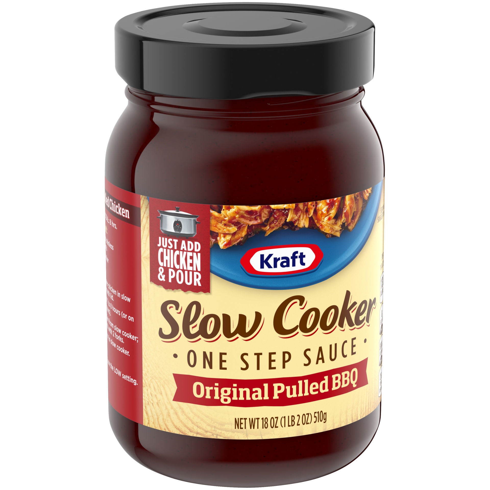 slide 2 of 6, Kraft Slow Cooker Original Pulled BBQ One Step Sauce Jar, 18.5 fl oz