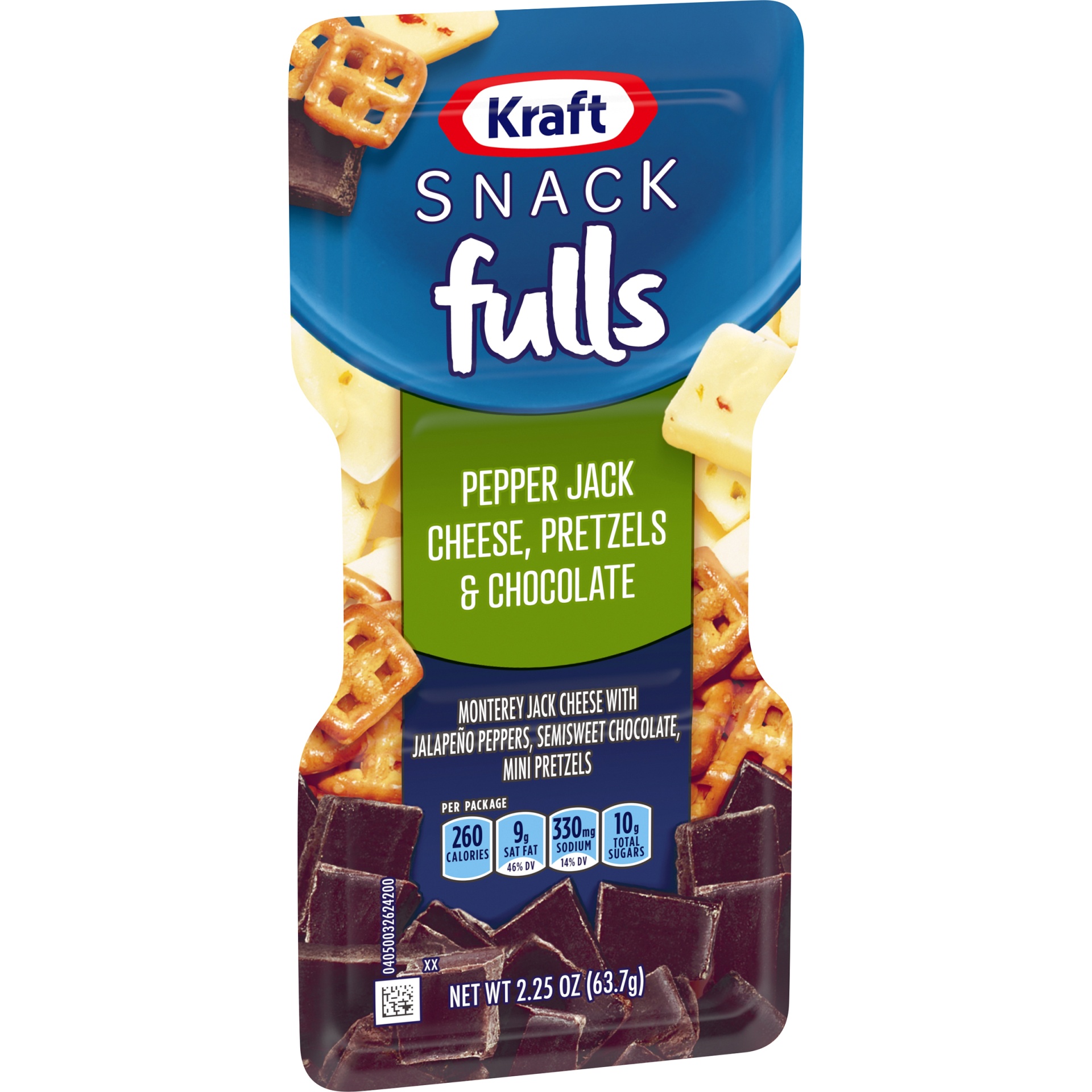 slide 10 of 13, Kraft Trios SnackFulls Pepper Jack Cheese, Mini Pretzels & Chocolate Snack Pack Tray, 2.25 oz