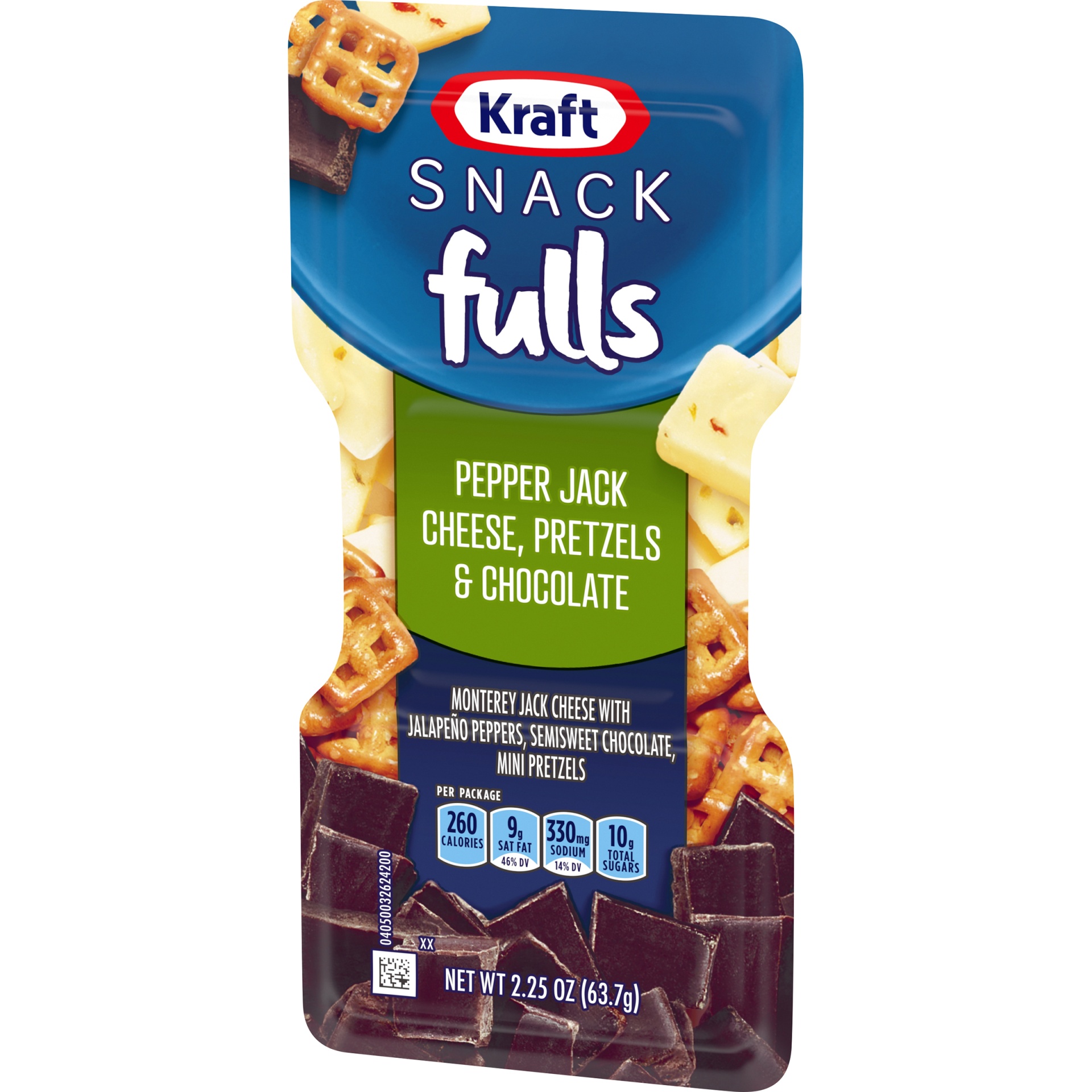 slide 9 of 13, Kraft Trios SnackFulls Pepper Jack Cheese, Mini Pretzels & Chocolate Snack Pack Tray, 2.25 oz