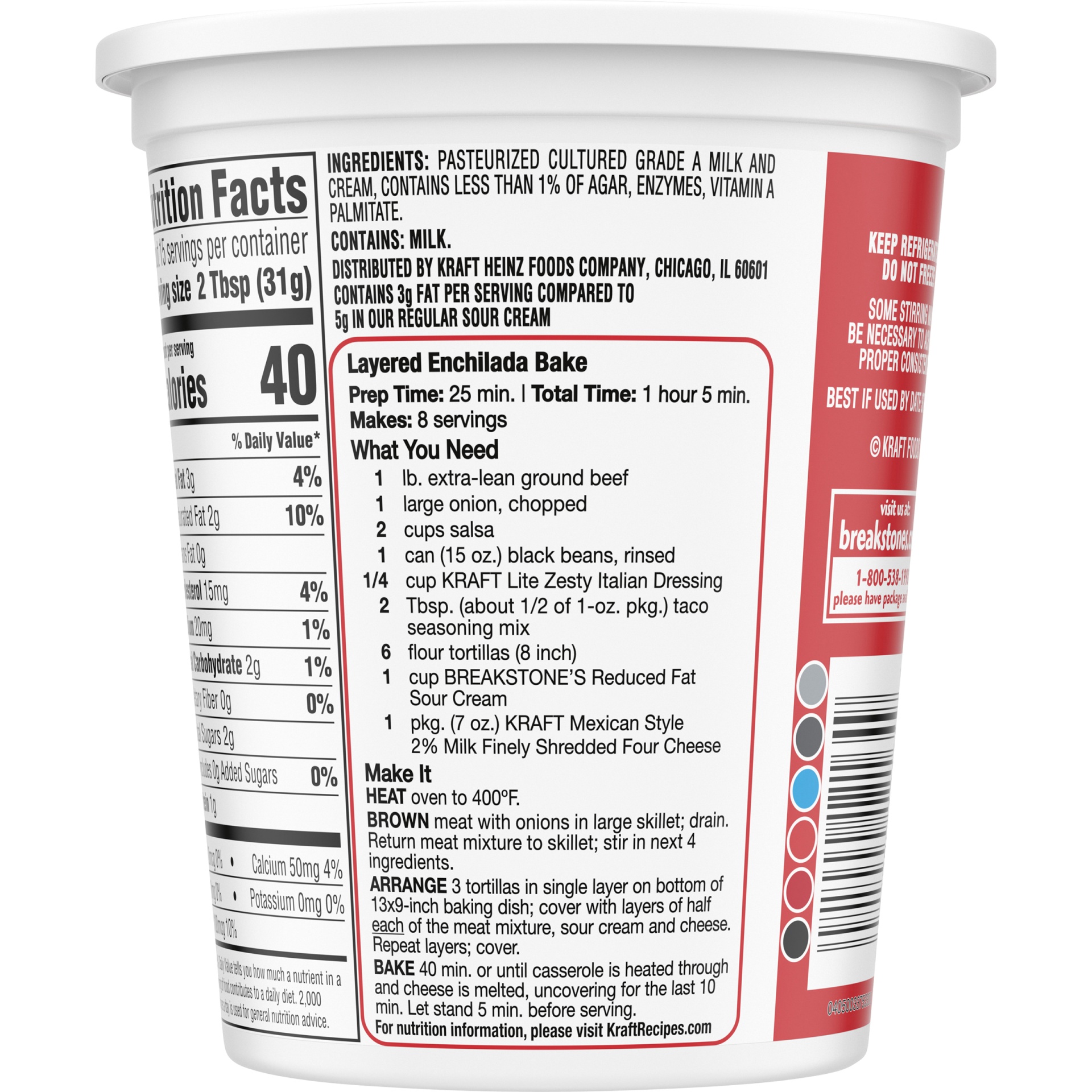 slide 4 of 6, Breakstone's Reduced Fat Sour Cream 16 oz, 16 oz