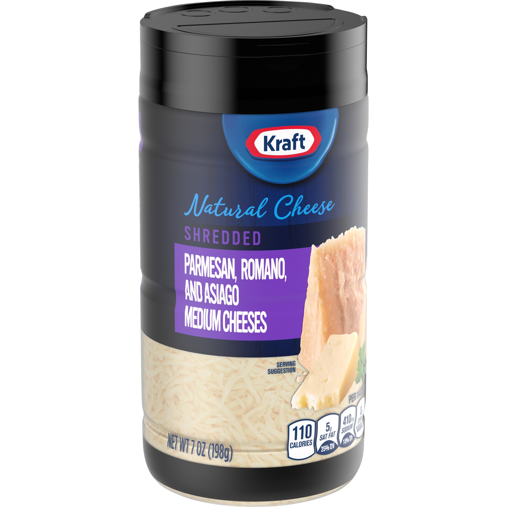 slide 4 of 6, Kraft Parmesan, Romano, & Asiago Medium Cheeses Shredded Cheese Shaker, 7 oz