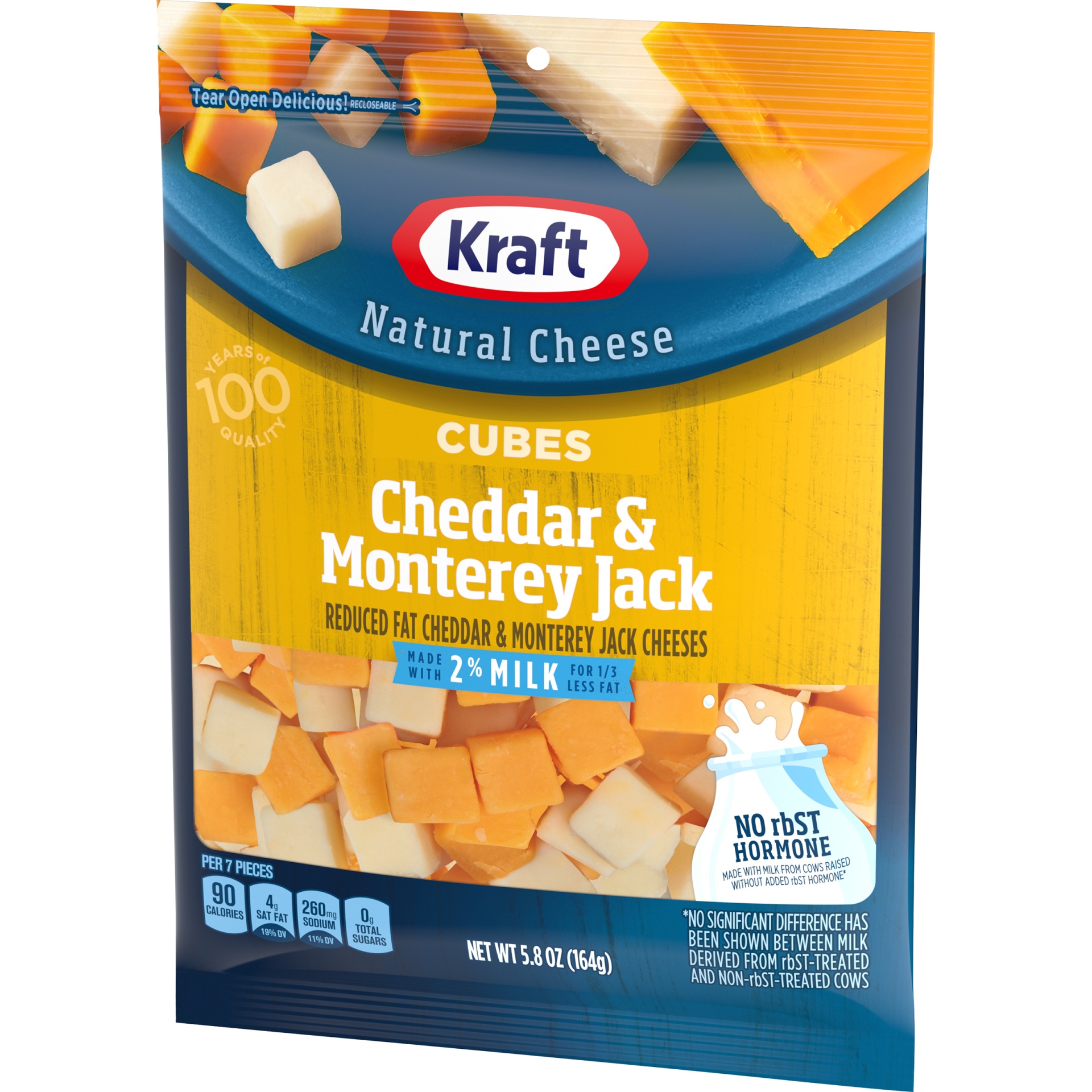 slide 3 of 6, Kraft Cheddar & Monterey Jack Cheese Cubes with 2% Milk, 5.8 oz