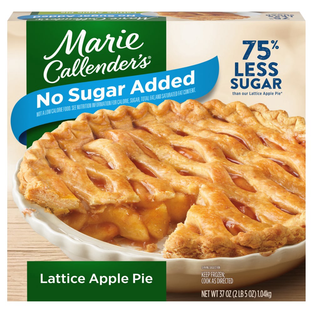 slide 2 of 2, Marie Callender's No Sugar Added, Lattice Apple Pie, Frozen Dessert, 37 oz., 37 oz