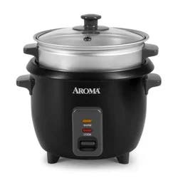 Aroma Rice Cooker & Steam Tray 6. Cup - Black