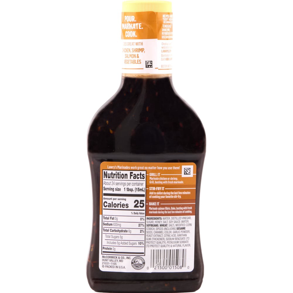 slide 5 of 6, Lawry's Honey Teriyaki Marinade, 12.0 fl oz, 12 fl oz