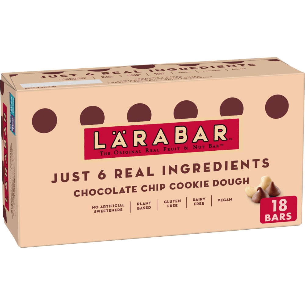 slide 4 of 6, LÄRABAR Chocolate Chip Cookie Dough, Gluten Free Fruit & Nut Bar- 18 ct, 18 ct