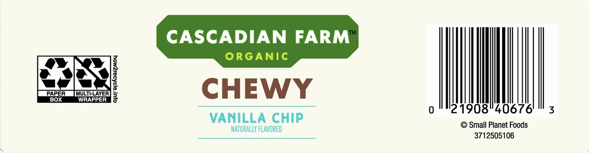 slide 8 of 10, Cascadian Farm Organic Granola Bars, Vanilla Chip Chewy Granola Bars, 6 Bars, 6 ct; 1.2 oz