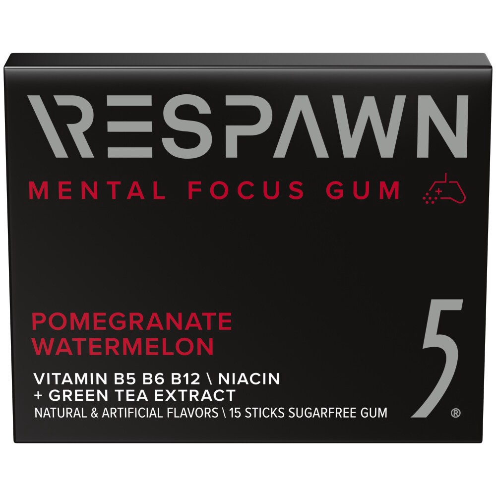 slide 1 of 1, 5 Gum Respawn Pomegranate Watermelon Sugarfree Gum, 1 ct