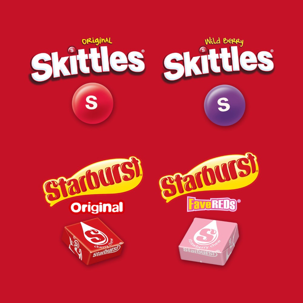 slide 6 of 6, Wrigley SKITTLES & STARBURST Fun Size Chewy Candy Variety Bag , Family Size, 14.24 Oz Bulk Bag, 14.24 oz