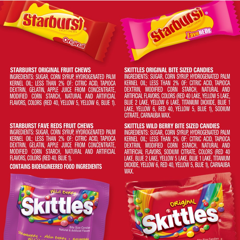 slide 2 of 6, Wrigley SKITTLES & STARBURST Fun Size Chewy Candy Variety Bag , Family Size, 14.24 Oz Bulk Bag, 14.24 oz