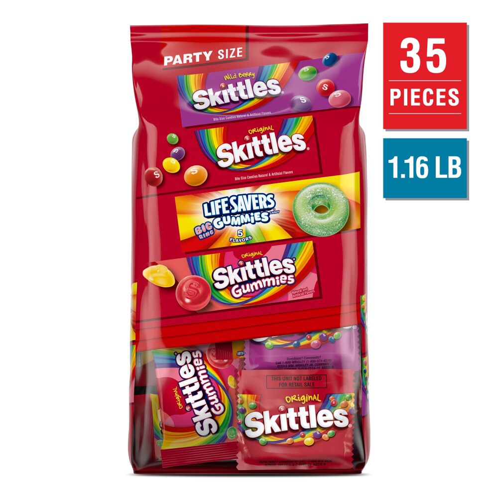 slide 2 of 6, Skittles Skittles Gummies & Life Savers Gummies Fun Size Variety Pack Bulk Bag, 18.56 oz