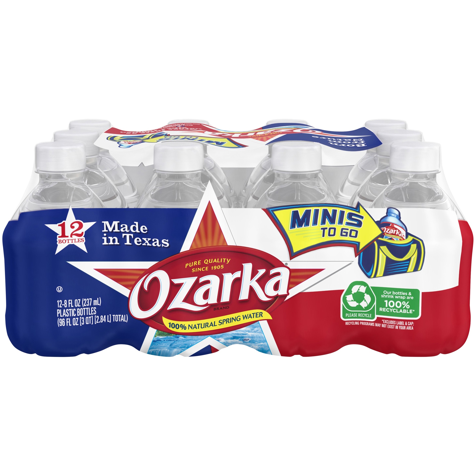 Ozarka 100% Natural Spring Water 8 oz Bottles