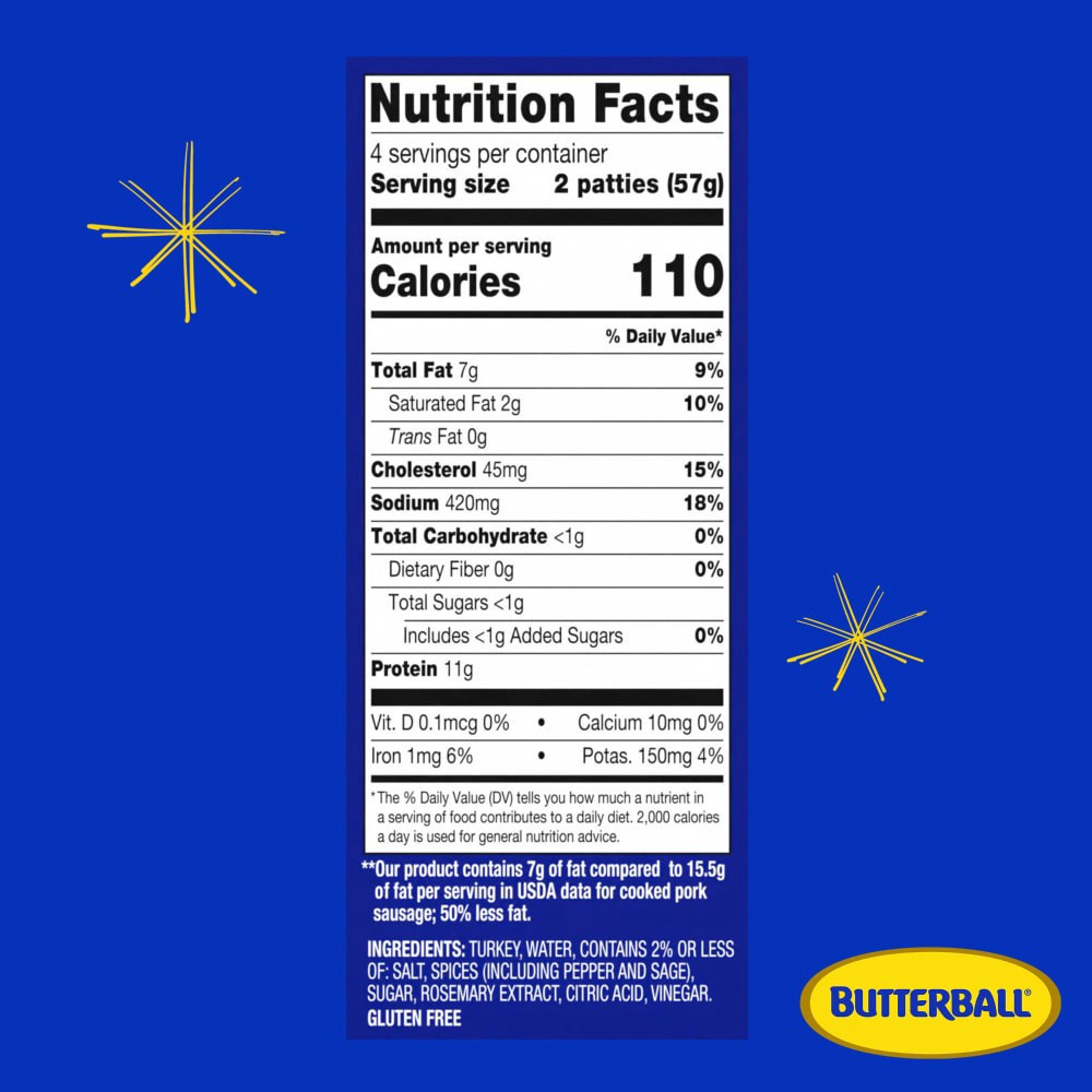 slide 2 of 6, Butterball All Natural Turkey Breakfast Sausage Patties, 8 Patties, 8 ct