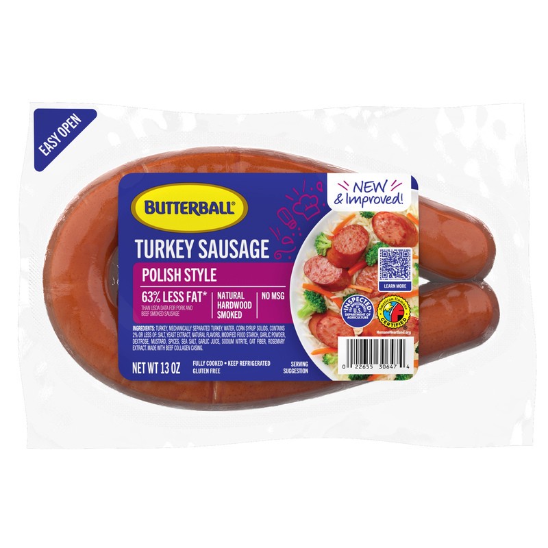 slide 3 of 4, Butterball Fully Cooked Polish Style Turkey Sausage, 13 oz. pack, 13 oz