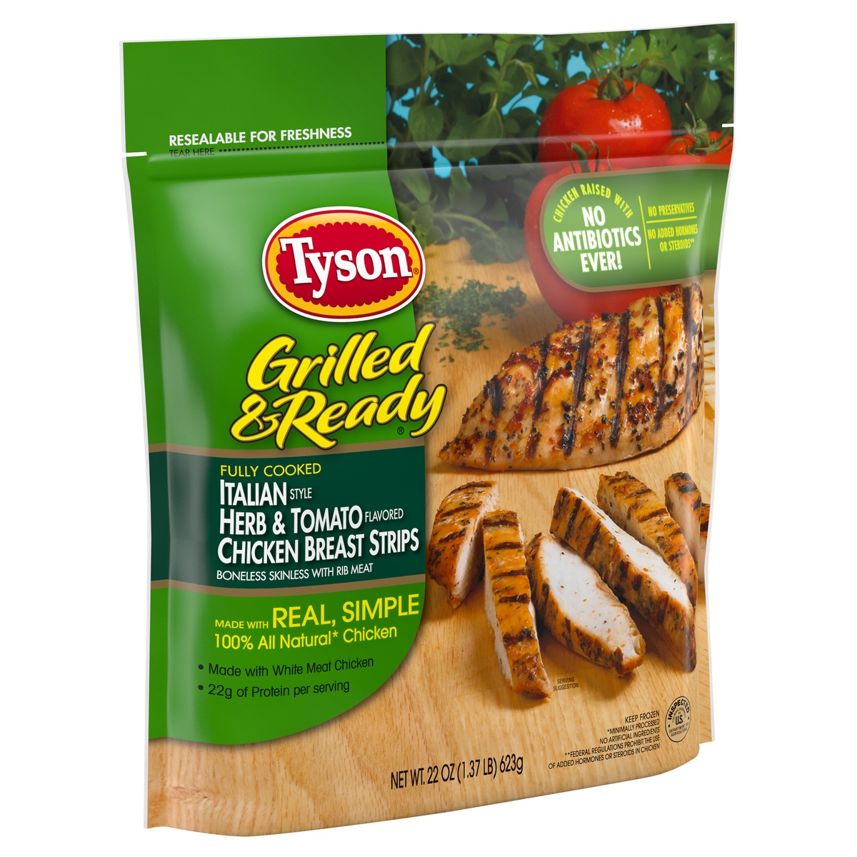 slide 6 of 7, Tyson Grilled & Ready Italian Herb & Tomato Chicken Breast Strips, 22 oz