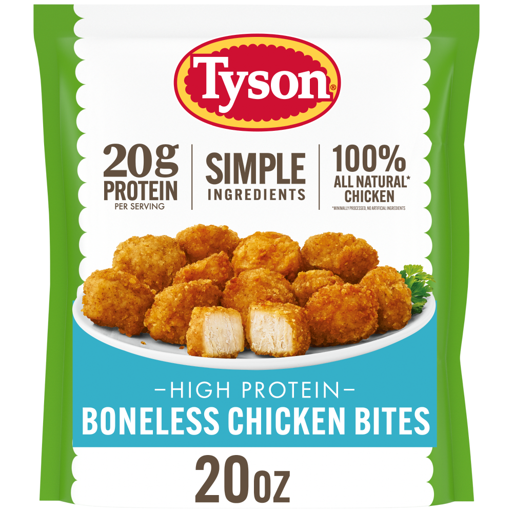 slide 2 of 3, Tyson Frozen Lightly Breaded Boneless Chicken Bites, 20 oz, 20 oz