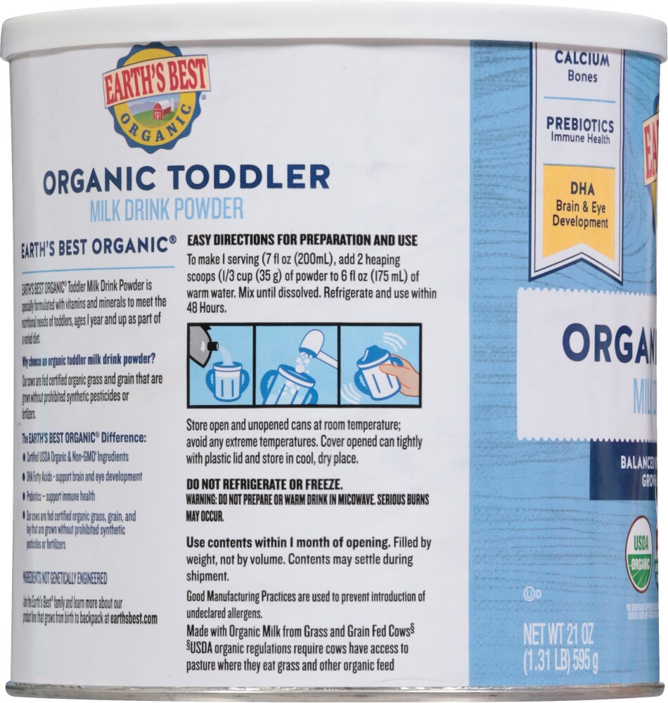 slide 2 of 4, Earth's Best Organic Toddler Milk Drink Powder 21 oz, 21 oz