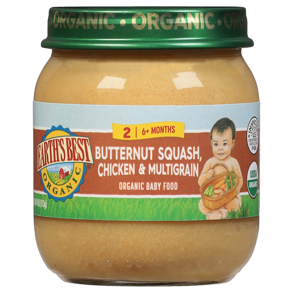 slide 1 of 1, Earth's Best Butternut Squash Chicken & Multigrain Baby Food, 4 oz