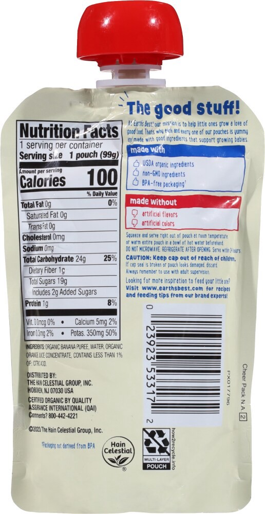 slide 2 of 2, Earth's Best® Organic Banana Orange Baby Food Pouch, 3.5 oz