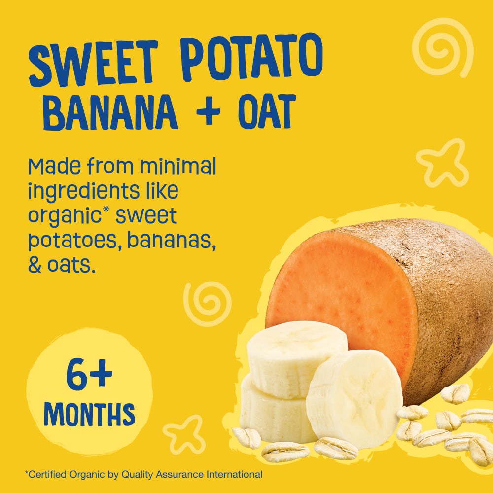 slide 6 of 6, Earth's Best® Puree Pouch - Wholesome Breakfast Sweet Potato Banana Oat, 3.5 oz