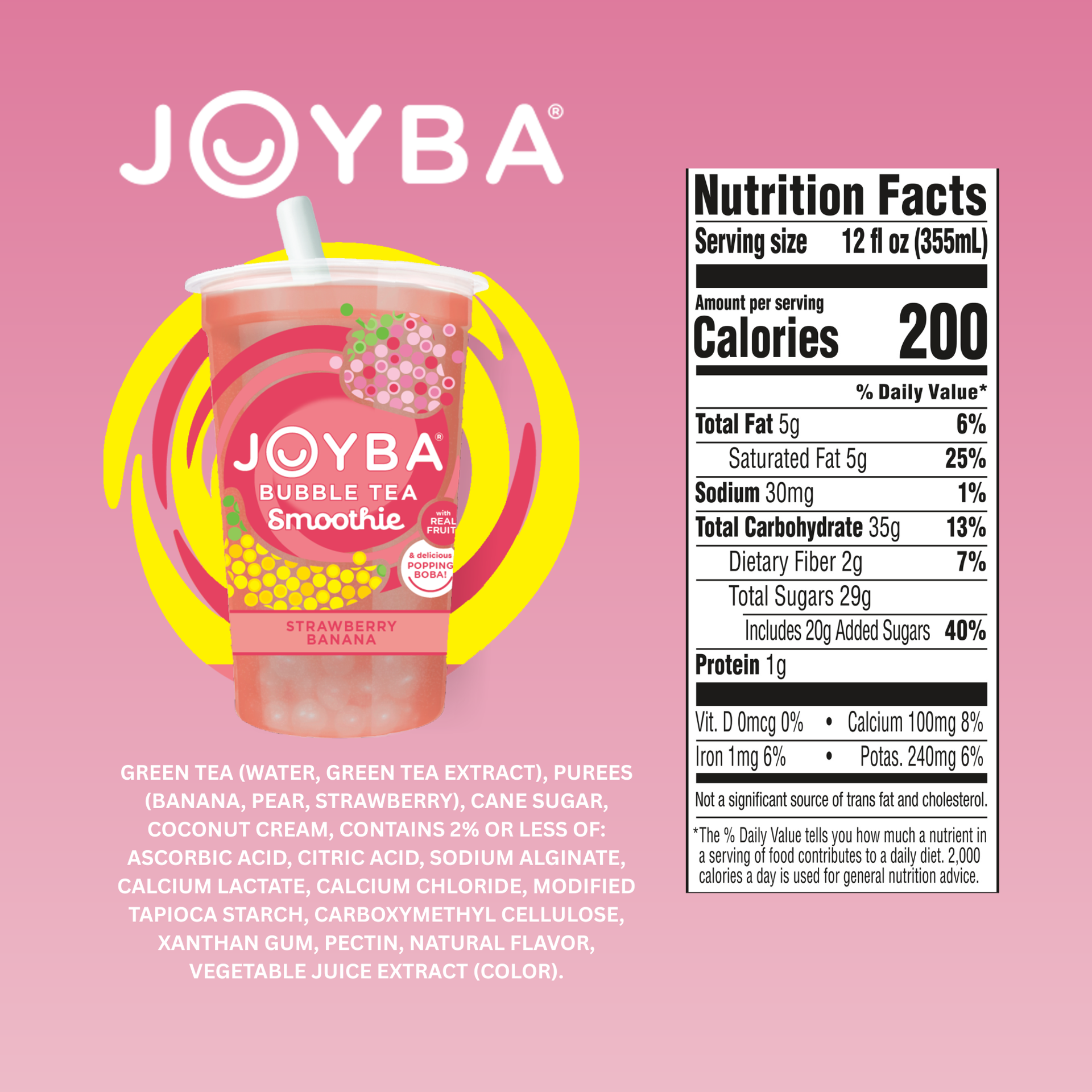 slide 4 of 5, Joyba Bubble Smoothie Strawberry Banana, 12 oz