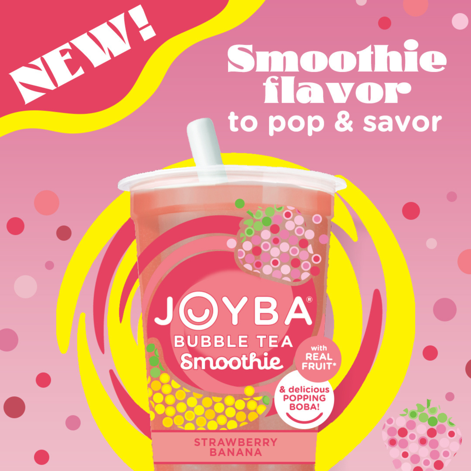 slide 2 of 5, Joyba Bubble Smoothie Strawberry Banana, 12 oz
