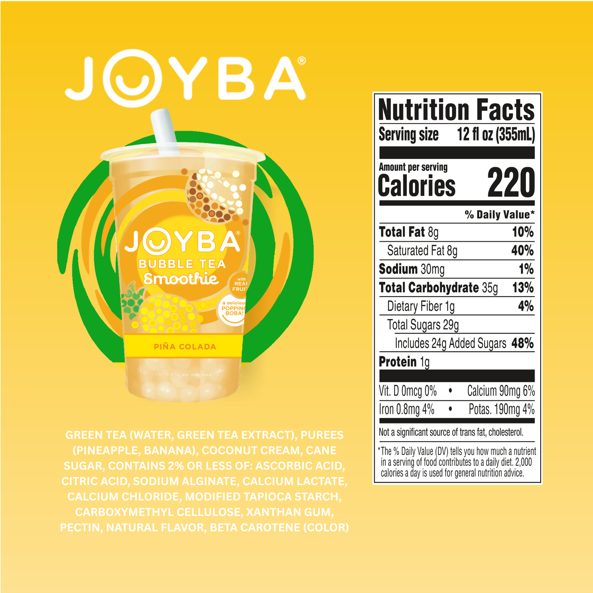 slide 4 of 5, Joyba Bubble Smoothie Pina Colada, 12 oz