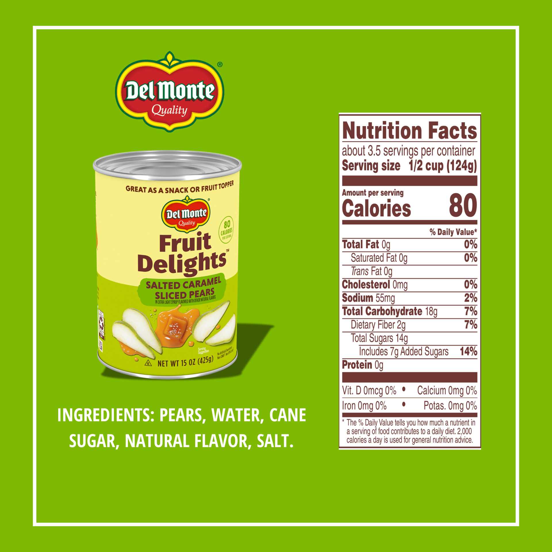 slide 2 of 5, Del Monte Fruit Delights Salted Caramel Sliced Pears in Extra Light Syrup 15 oz, 15 oz