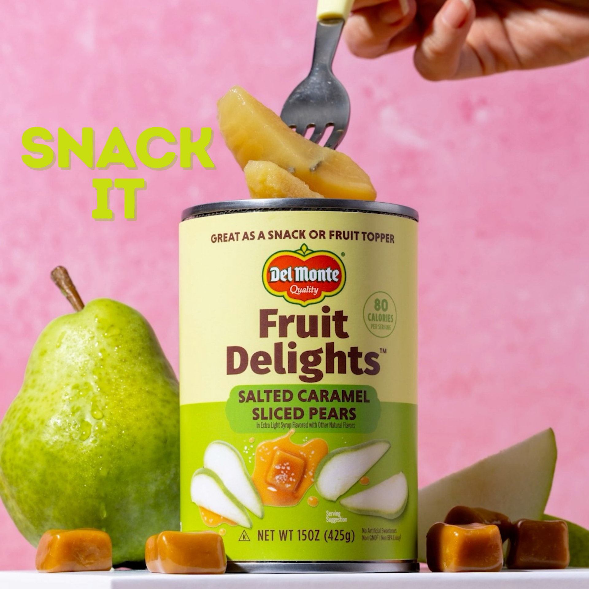 slide 4 of 5, Del Monte Fruit Delights Salted Caramel Sliced Pears in Extra Light Syrup 15 oz, 15 oz