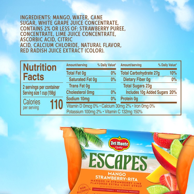 slide 2 of 5, Del Monte Escapes Mango Strawberry-Rita 2 - 7 oz Cups, 2 ct