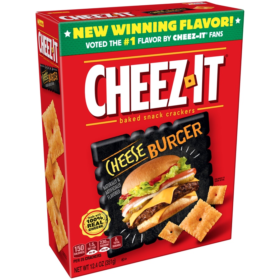 slide 8 of 8, Cheez-It Cheddar Burger Baked Snack Crackers, 12.4 oz