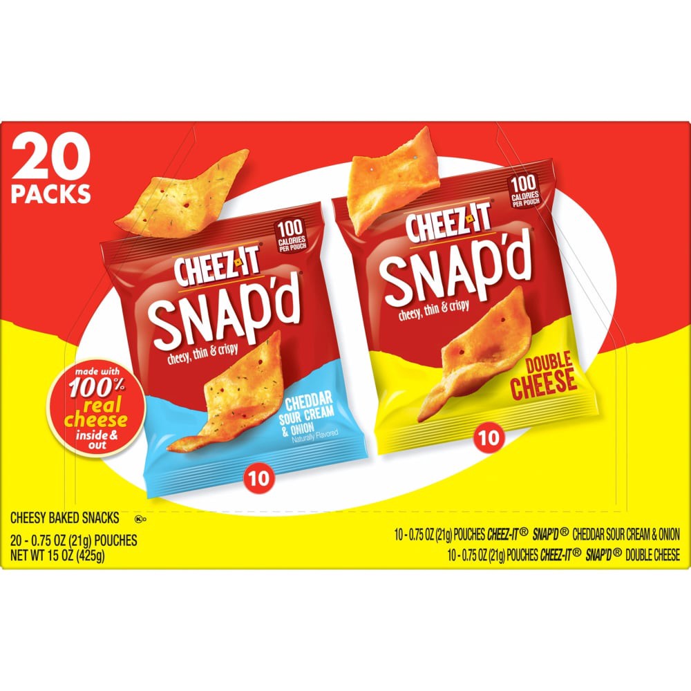slide 4 of 6, Cheez-It® Snap'd Cheese Crackers Variety Pack, 20 ct