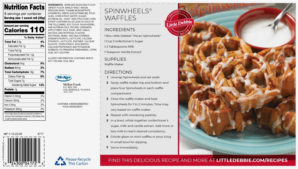 slide 3 of 4, Little Debbie Snack Cakes, Little Debbie Family Pack Pecan SPINWHEELS  sweet rolls, 8 ct