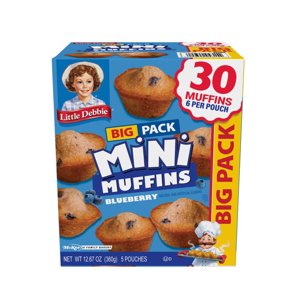 slide 4 of 6, Little Debbie Snack Cakes, Little Debbie Big Pack Mini Muffins (Blueberry), 5 ct