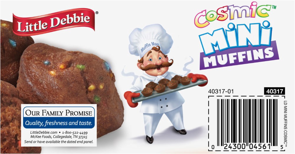 slide 2 of 6, Little Debbie Snack Cakes, Little Debbie Family Pack Mini Muffins (Cosmic), 5 ct