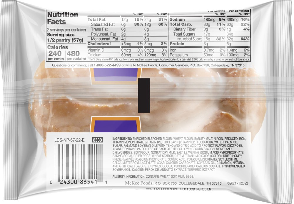 slide 2 of 2, Little Debbie Snack Cakes, Little Debbie Snack Iced Honey Buns, 4 oz