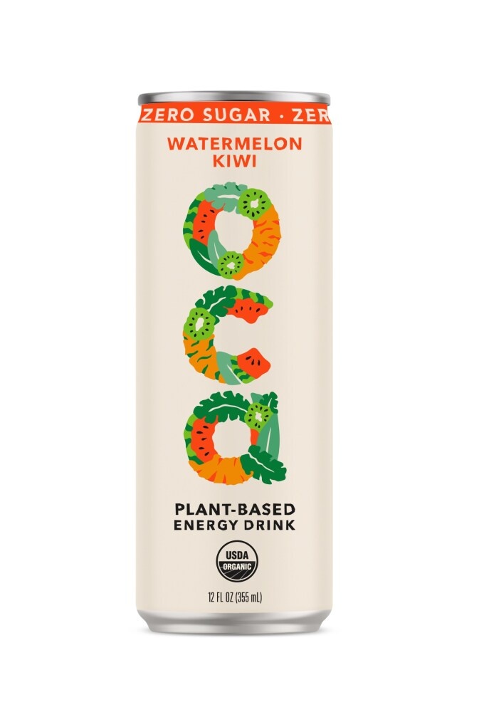 slide 1 of 1, Oca Plant Based Zero Sugar Watermelon Kiwi Energy Drink, 12 fl oz