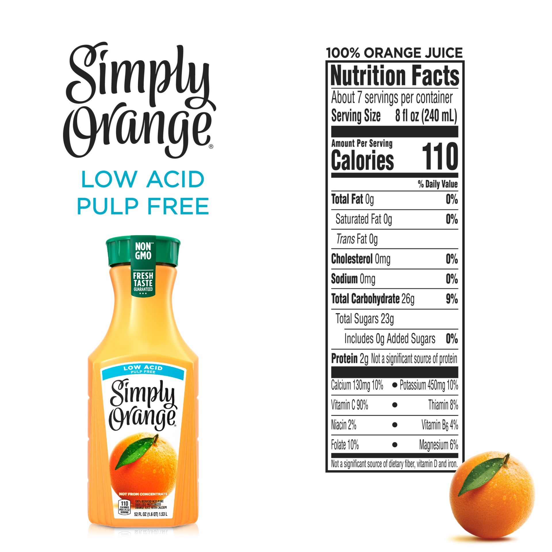 slide 9 of 11, Simply 100% Jce Orange Low Acid, 52 fl oz