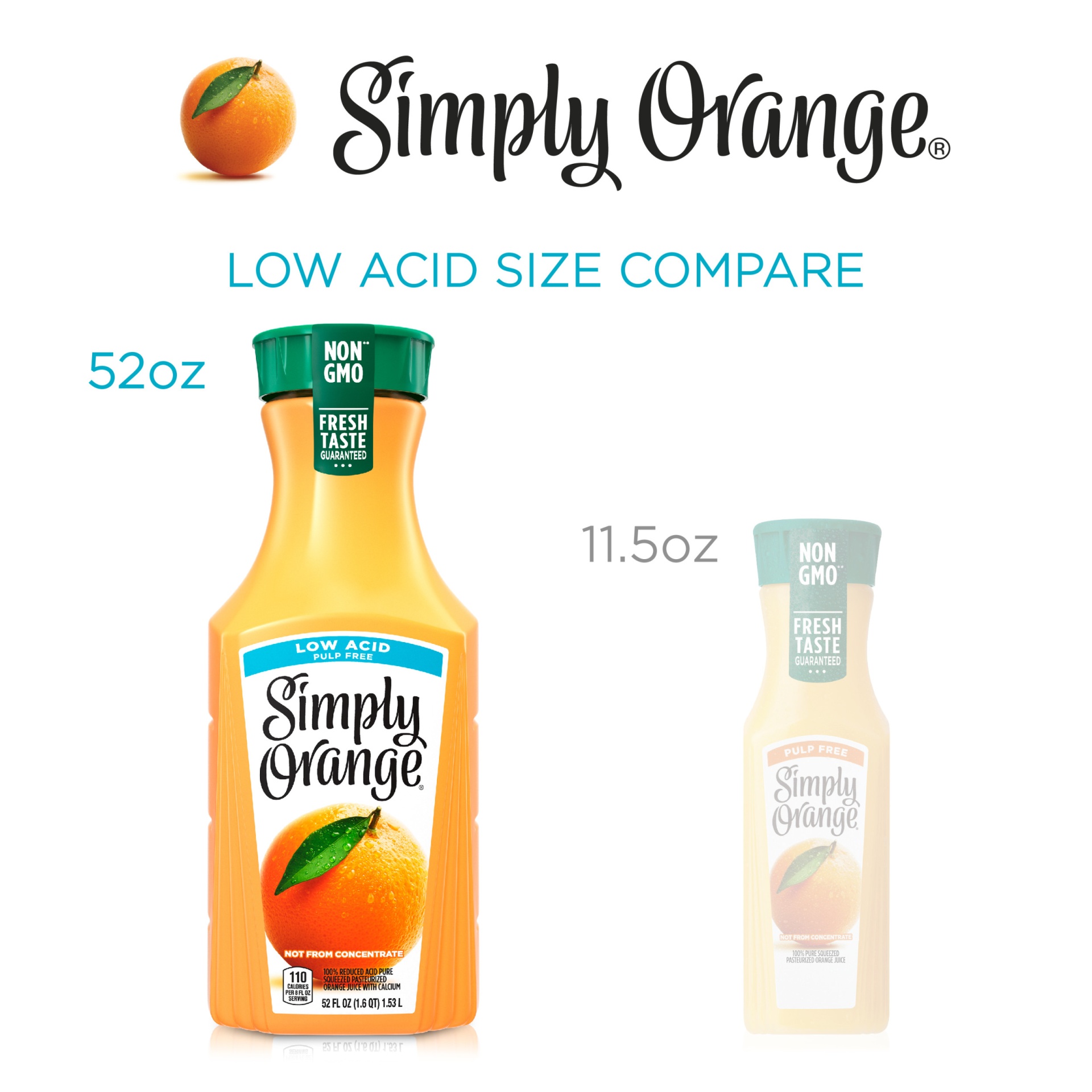 slide 11 of 11, Simply 100% Jce Orange Low Acid, 52 fl oz